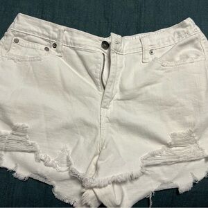 White Distressed Denim Shorts